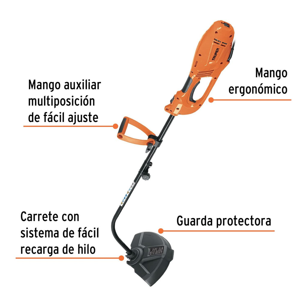 Desbrozadora eléctrica 1000 W mango "D", 14" corte, Truper - Mundo Tool 