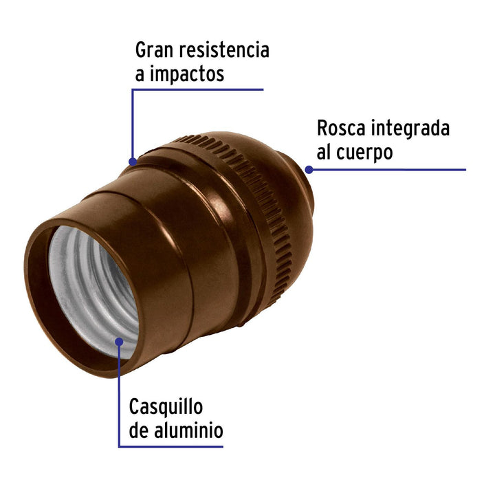 Portalámpara De Baquelita Sencillo A Granel Volteck - Mundo Tool 