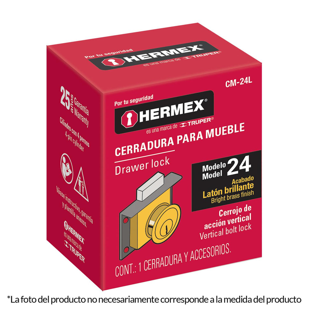 Cerradura Para Mueble Modelo 24 Cromo Hermex - Mundo Tool 