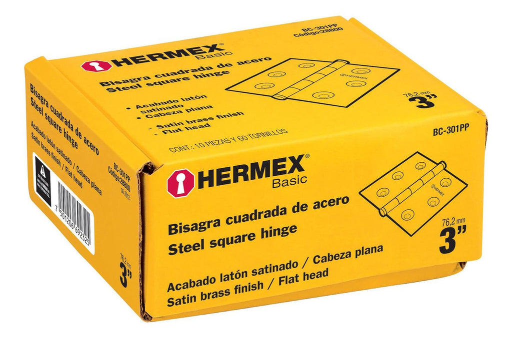 Bisagra Latonada Cuadrada 3' Basic Hermex - Mundo Tool 