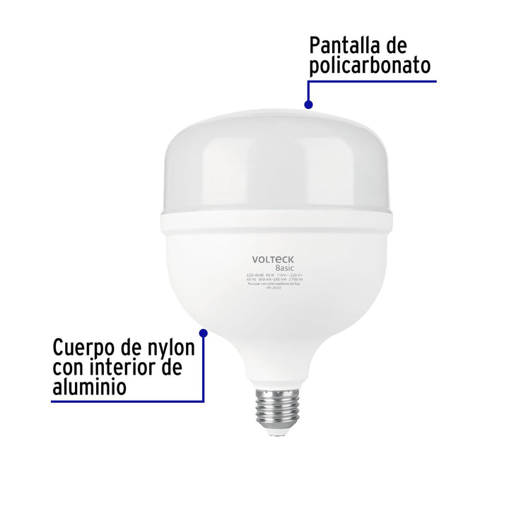 Lámpara LED alta potencia 40W (equiv. 400W) luz de día Basic - Mundo Tool 