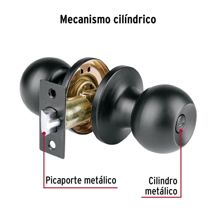 Cerradura esfera, cil, entrada, negro, blíster, Basic - Mundo Tool 