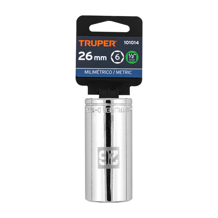 Dado largo de 26 mm, 6 puntas, cuadro 1/2", Truper - Mundo Tool 