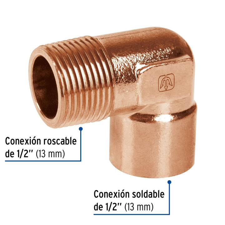 Codo 90° De Cobre Rosca Iexterior 1/2' Foset - Mundo Tool 