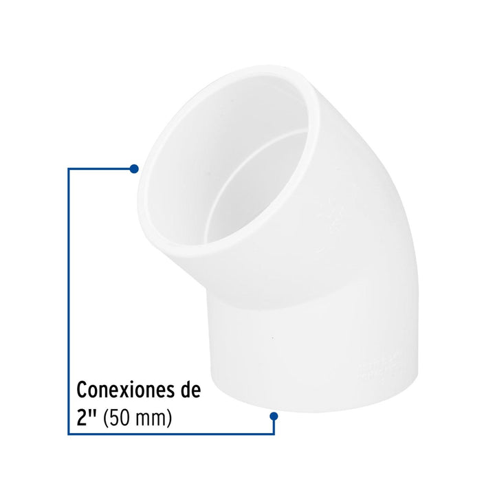 Codo 45° de PVC, 2' Foset - Mundo Tool 