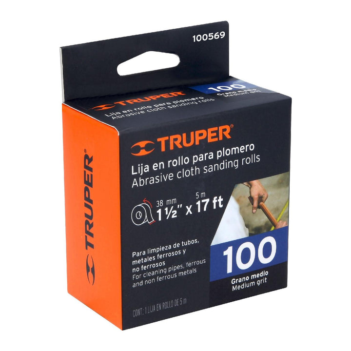 Lija para plomero grano 100 ancho 1-1/2". Rollo de 5 m - Mundo Tool 