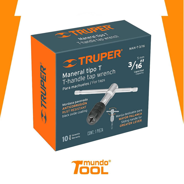 Maneral En T Para Machuelo 3/16' Truper - Mundo Tool 