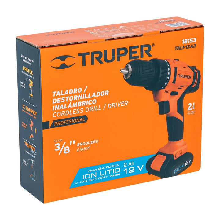 Taladro inalámbrico 3/8", 12 V, Truper - Mundo Tool 