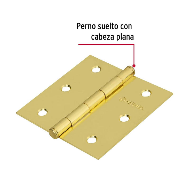 Bolsa con 2 bisagras cuadradas 3", acero latonado, Basic - Mundo Tool 