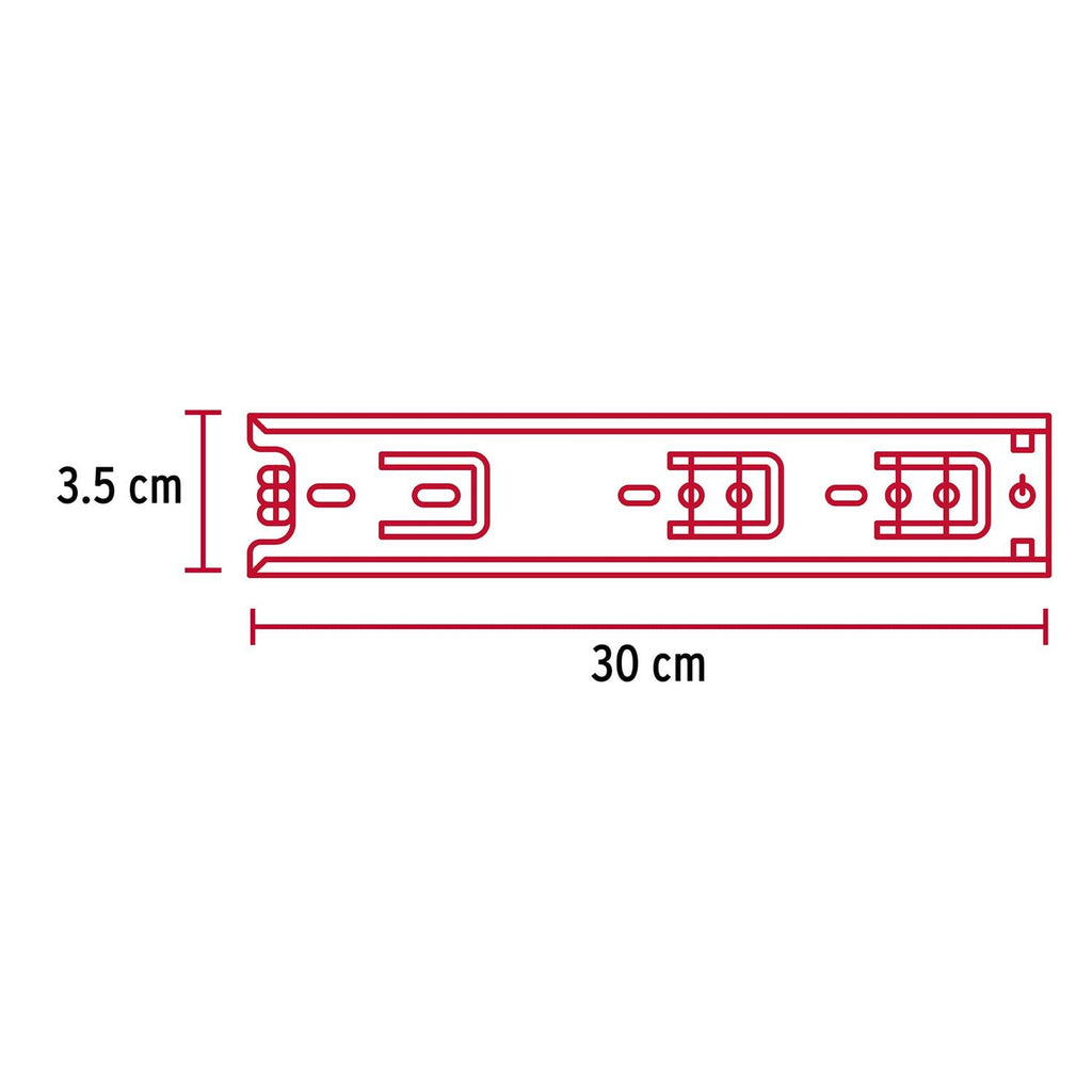 Corredera de extensión total 35mm, para cajón, 30cm, 2 pzas Hermex