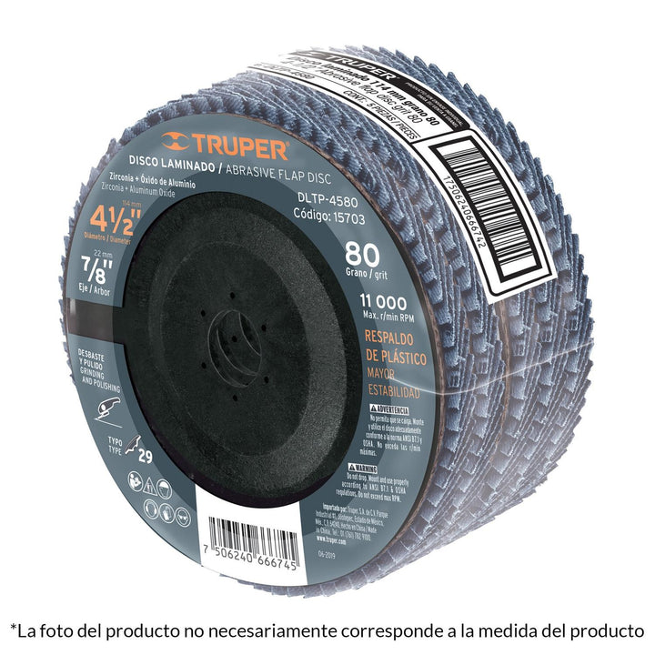 Disco Laminado 7 Barreno 7/8 Grano 80 Truper - Mundo Tool 