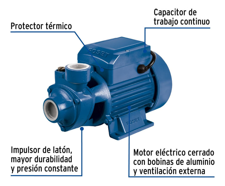 Bomba Para Agua Periférica Eléctrica1/2 Hp Foset - Mundo Tool 