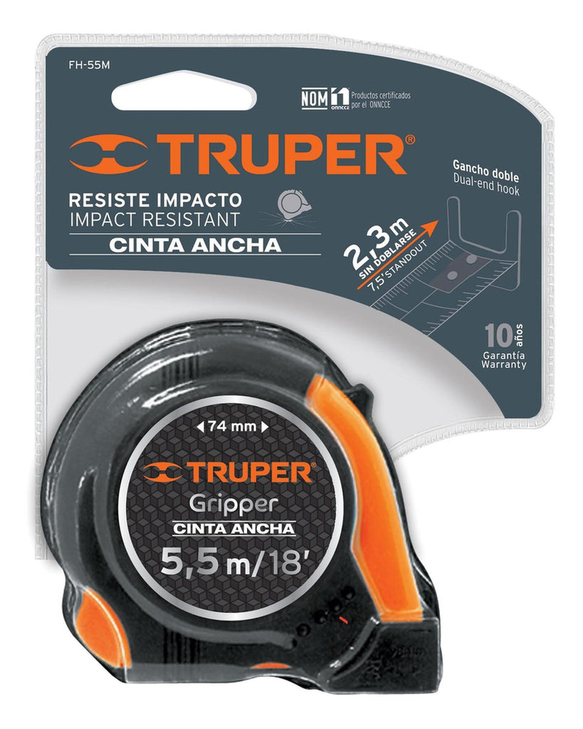 Flexómetro Gripper Contra Impacto 55 M Cinta Truper - Mundo Tool 