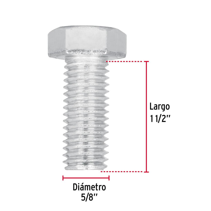 Tornillo tipo máquina, 5/8 x 1-1/2', bolsa con 10 pzas Fiero - Mundo Tool 