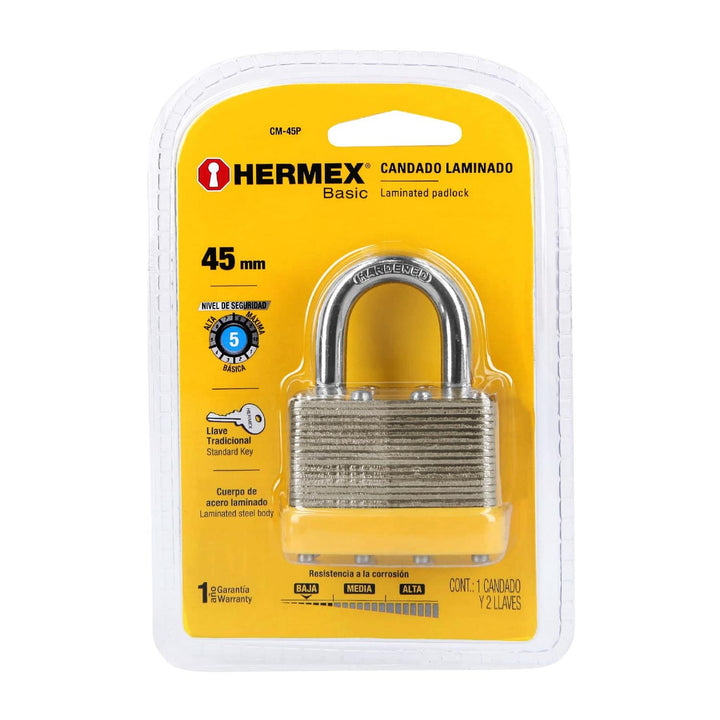 Candado Laminado 45mm Basic Hermex - Mundo Tool 