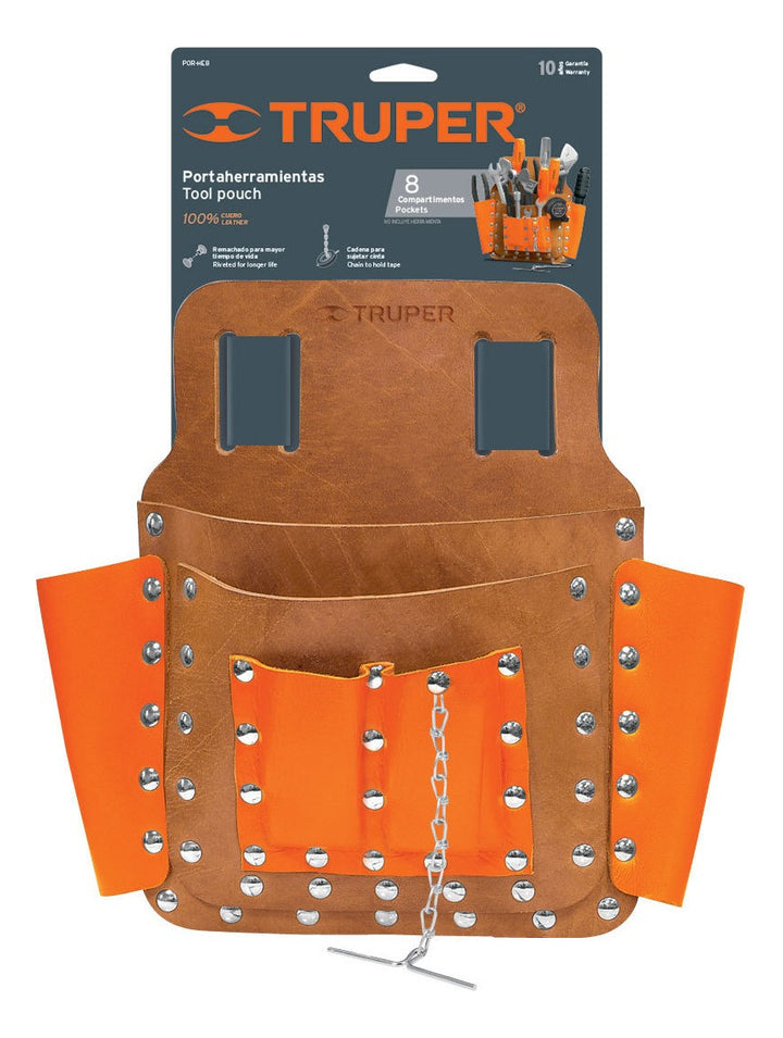 Porta Herramientas De Cuero 8 Compartimentos Truper 11511 - Mundo Tool 