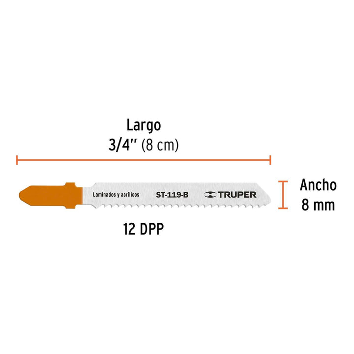 Blíster con 5 seguetas 12 DPP zanco "T" corte curvo madera - Mundo Tool 