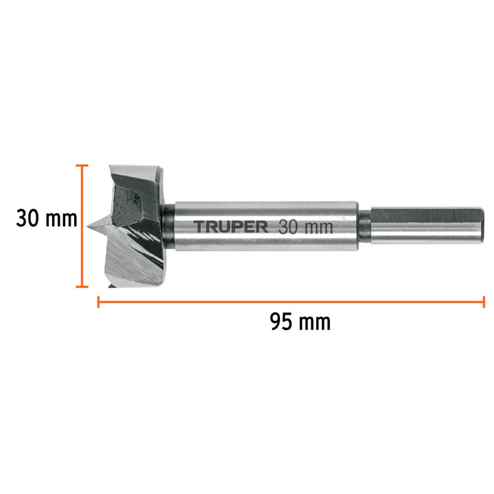 Broca forstner 30 mm para madera, Truper - Mundo Tool 