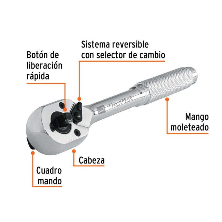 Matraca Doble Cuadro Para Dados De 1/4'y 3/8' Truper - Mundo Tool 