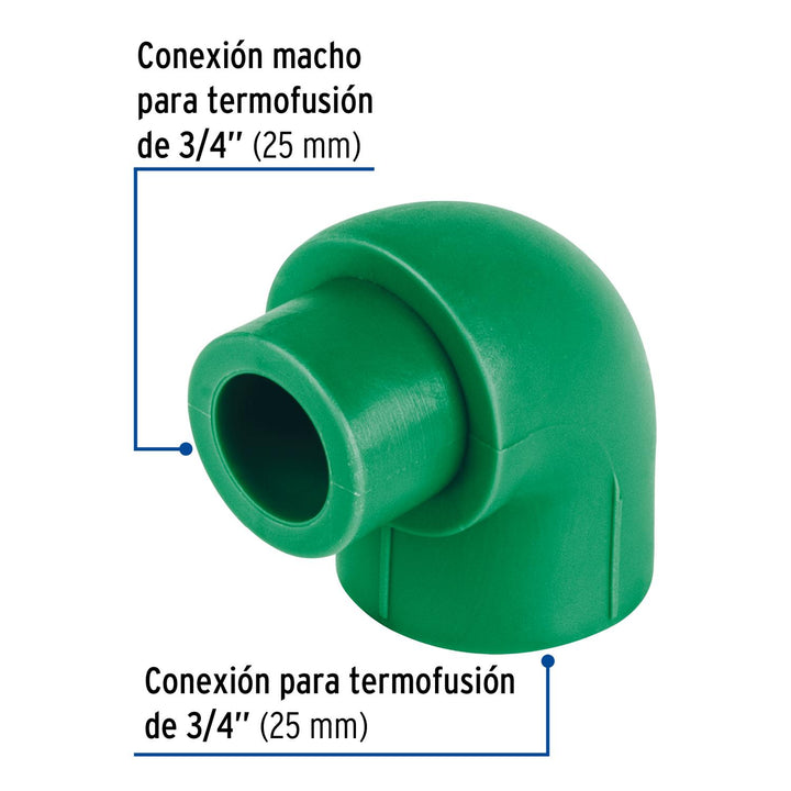 Codo 90° PPR, 3/4', macho-hembra, Foset - Mundo Tool 