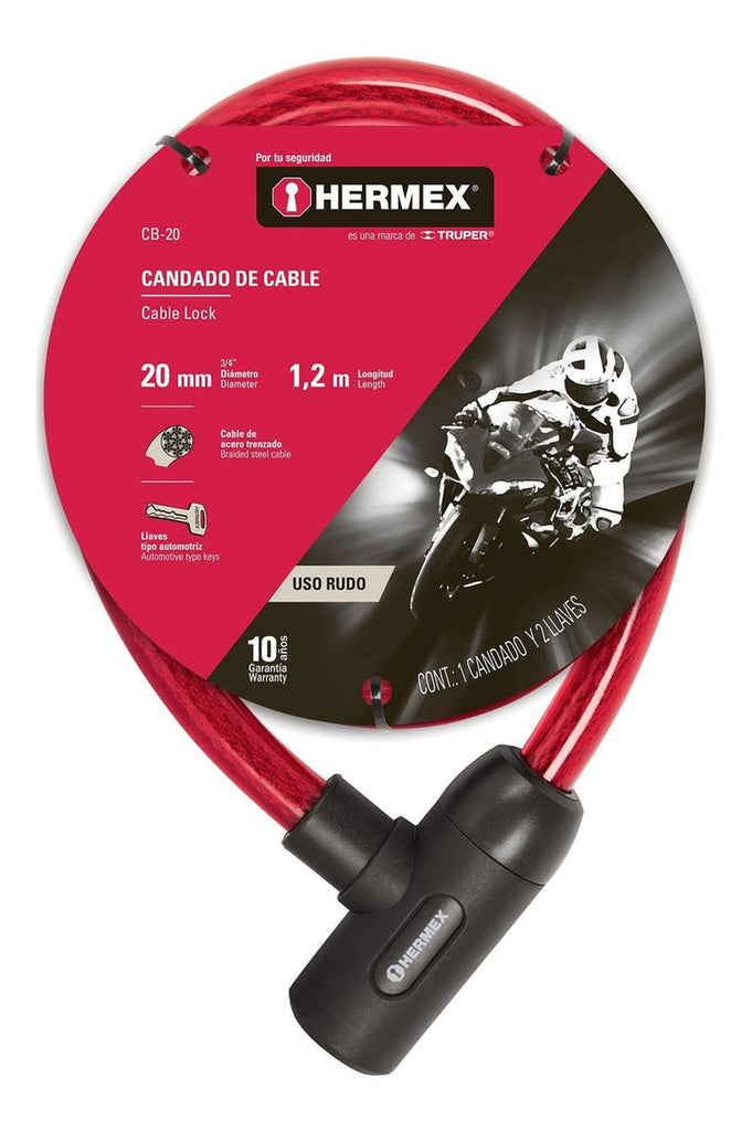 Candado Para Bicicleta Con Llave 20 X 1200 Mm Hermex - Mundo Tool 