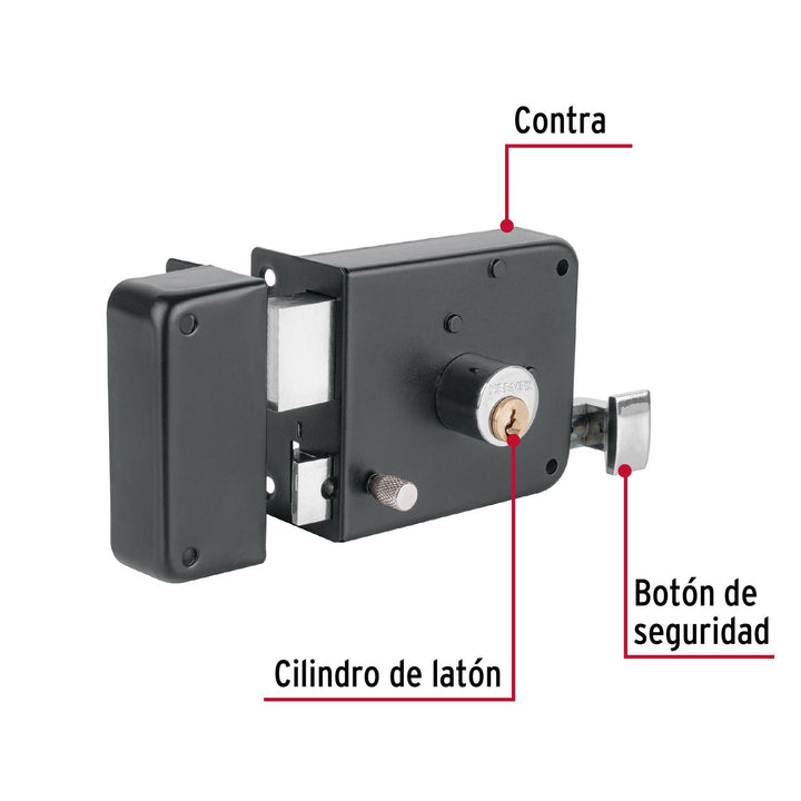 Cerradura sobreponer izq instala-fácil, tradicional, negro - Mundo Tool 