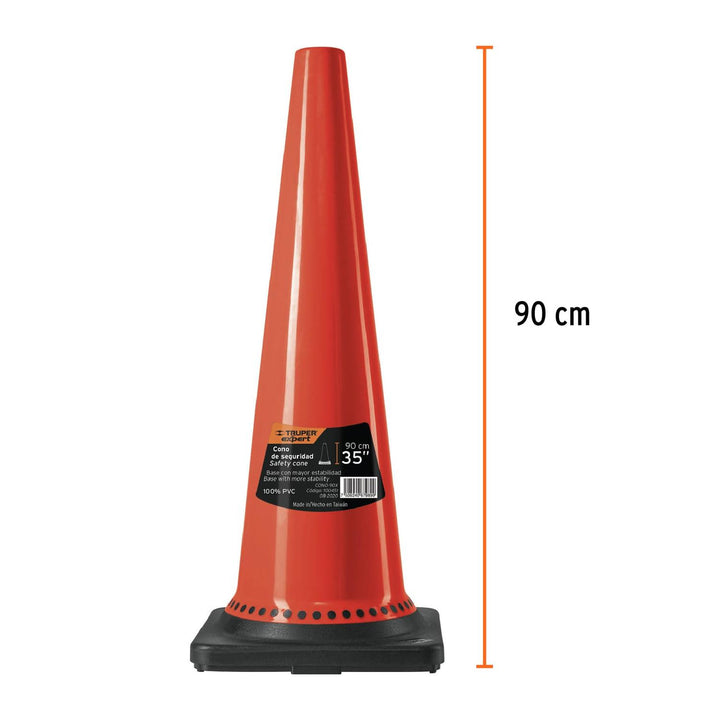 Cono de precaución de 90 cm de PVC, uso rudo, Expert - Mundo Tool 