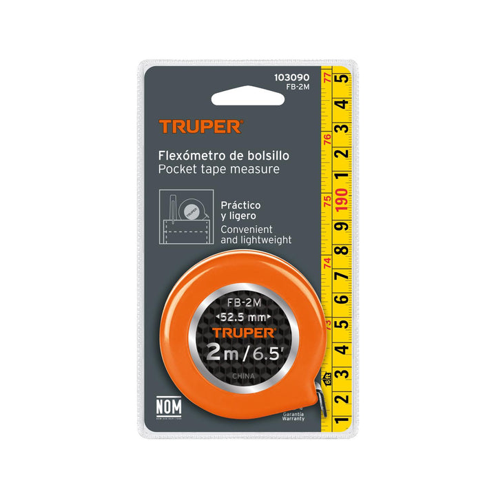 Flexómetro de bolsillo 2m, Truper - Mundo Tool 