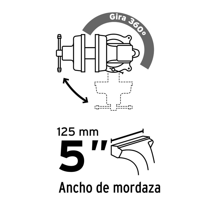 Tornillo de banco 5" de hierro gris, Pretul - Mundo Tool 