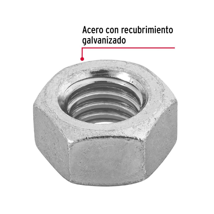 Tuerca hexagonal de 7/16', bolsa con 60 pzas Fiero - Mundo Tool 