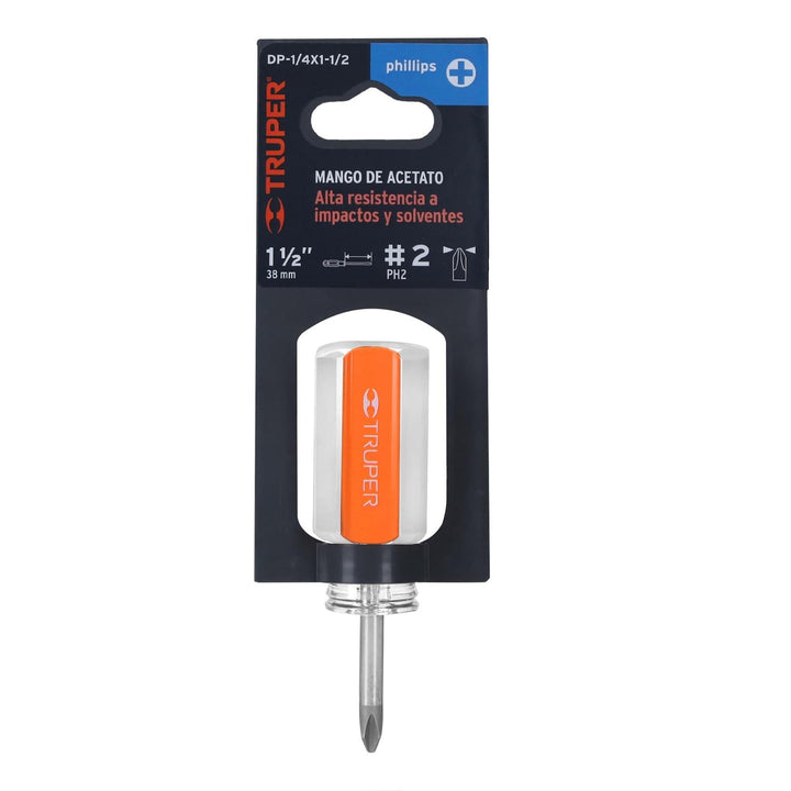 Desarmador punta Phillips # 2 mango de acetato 1-1/2" Truper - Mundo Tool 