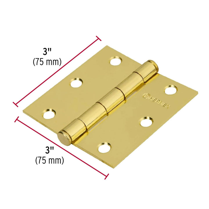 Bisagra Cuadrada 3' Latón Plana Con 2 Pzas Hermex - Mundo Tool 
