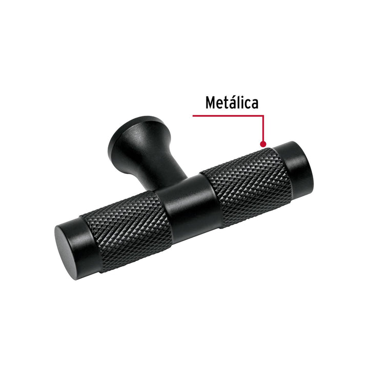 Perilla metálica estilo 'Segovia', negro, Hermex - Mundo Tool 