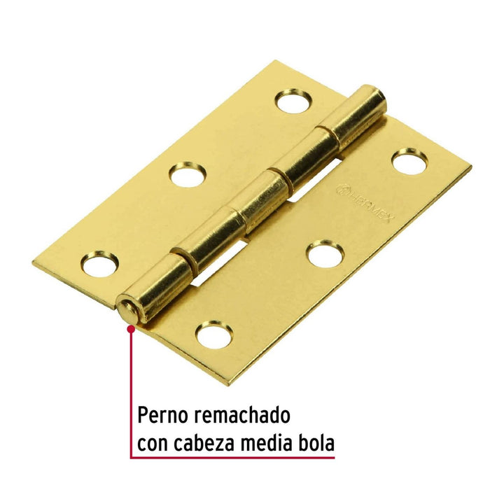 Bisagra Rectangular 2-1/2' Acero Latón Hermex - Mundo Tool 