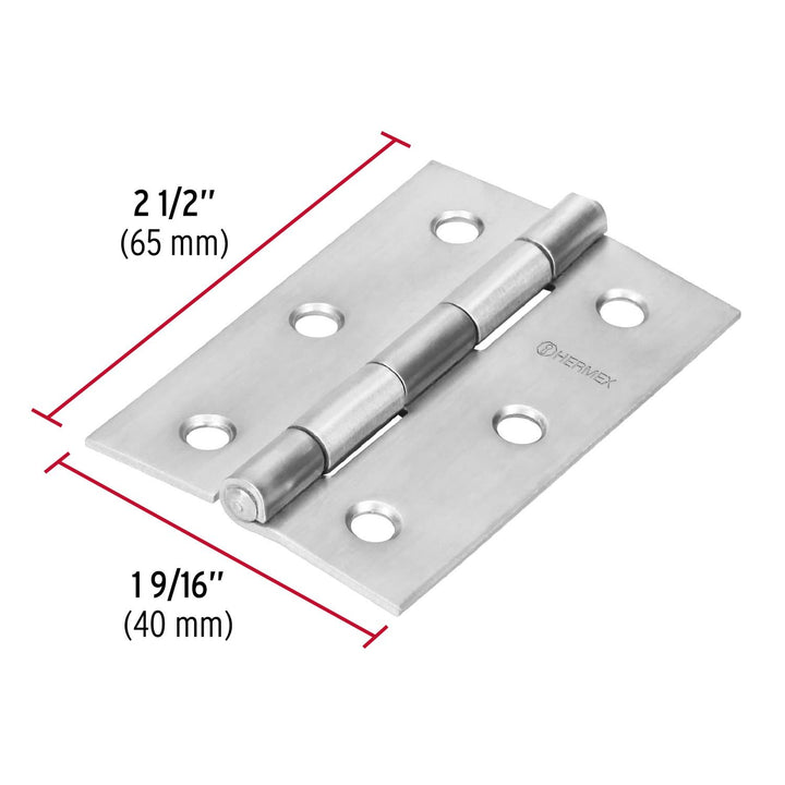 Bisagra Rectangular 2-1/2' Acero Inoxidable Hermex - Mundo Tool 