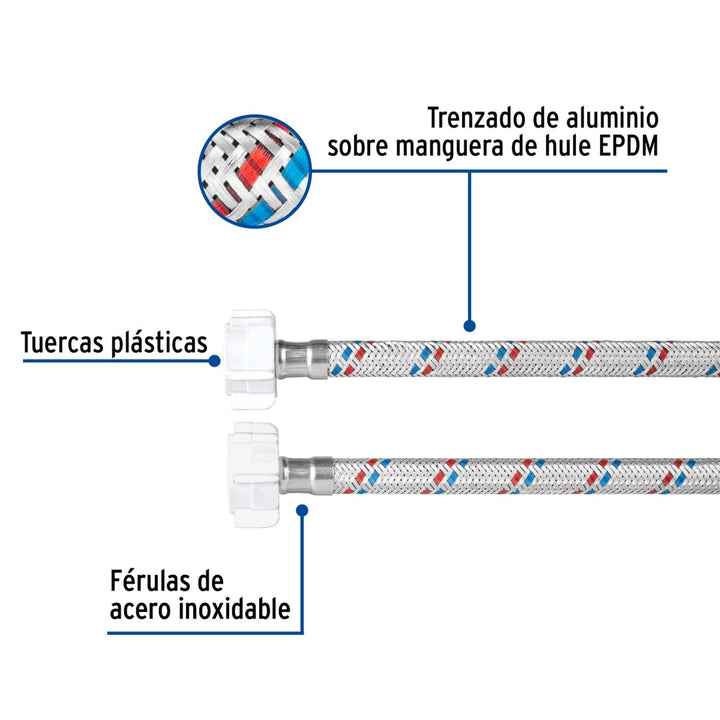 Manguera/Conector flexible,plásticos,WC,50cm 1/2x7/8,Basic - Mundo Tool 