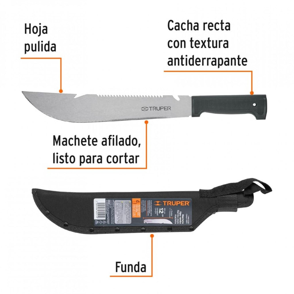 Machete Tipo Rambo 12' Cacha Negra Truper - Mundo Tool 