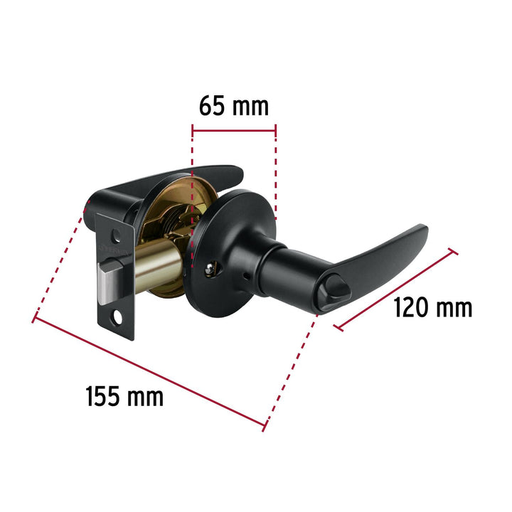 Cerradura manija, cilindro latón, negro, baño, Hermex - Mundo Tool 