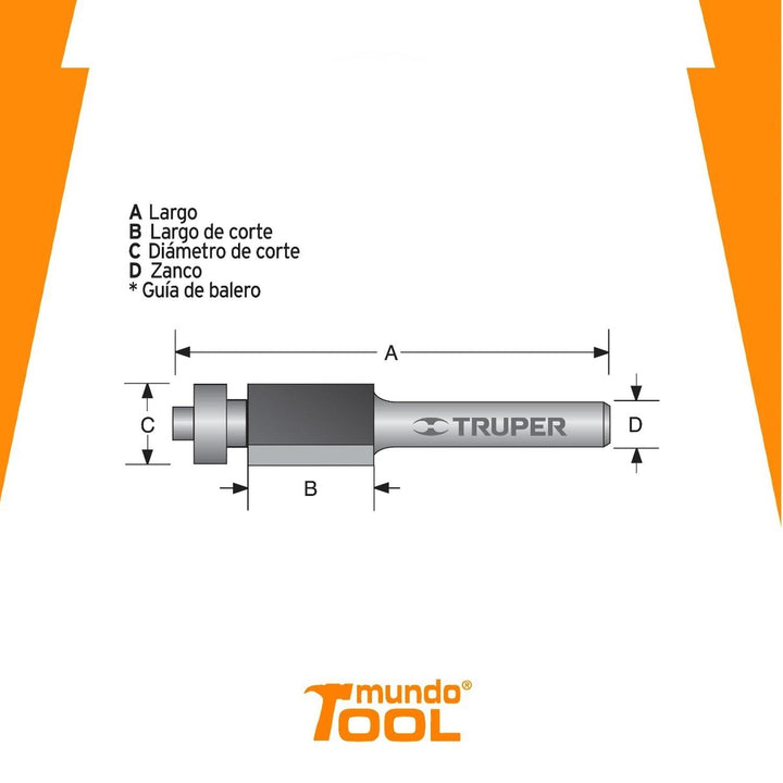 Broca Para Router Corte Recto 1/2' Con Balero Truper - Mundo Tool 