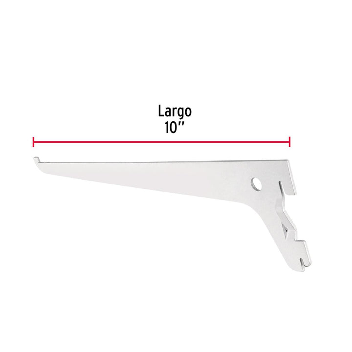 Ménsula plana blanca para cremallera sencilla, 25cm, Fiero. 1 pza - Mundo Tool 