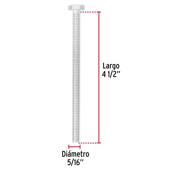 Tornillo tipo máquina, 5/16 x 4-1/2', bolsa con 30pzas Fiero - Mundo Tool 