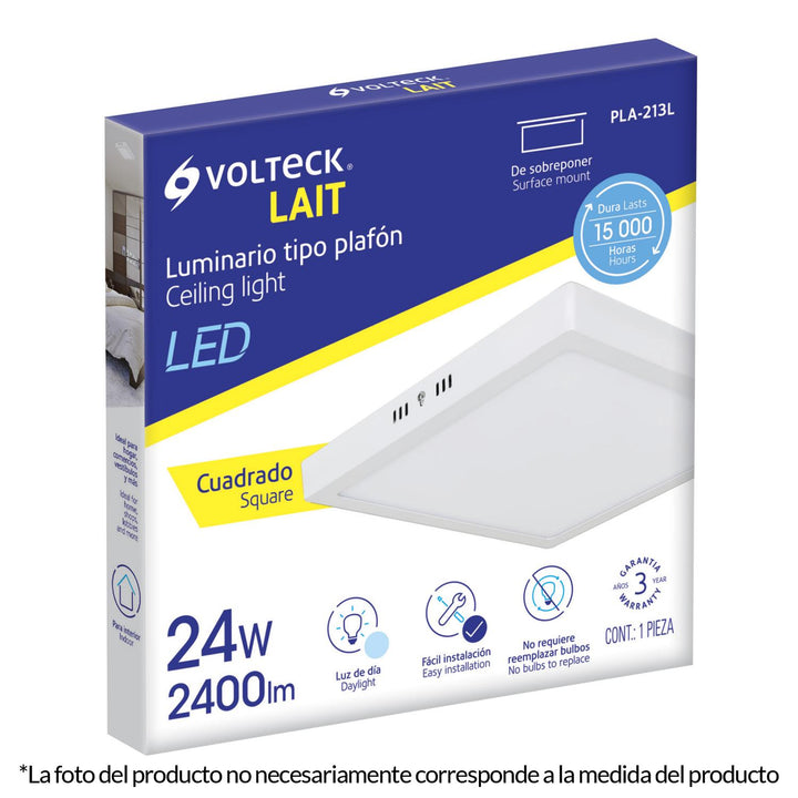 Luminario Plafón Cuadrado 12w 6500k Led Volteck - Mundo Tool 