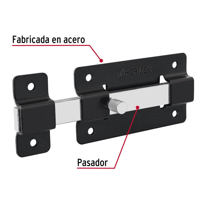 Pasador de barra plana 4", negro, Hermex - Mundo Tool 