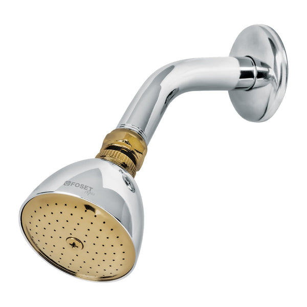 Foset Aqua R-509G Regadera cónica 2-1/2″ cromo-oro brazo y chapetón acero - Mundo Tool 