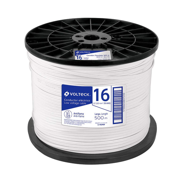 Cable flexible dúplex SPT, 16 AWG, bobina 500 m - Mundo Tool 
