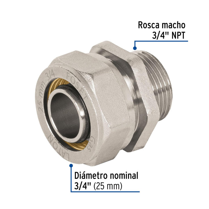 Conector para PEALPE, 3/4', con rosca macho, Foset - Mundo Tool 