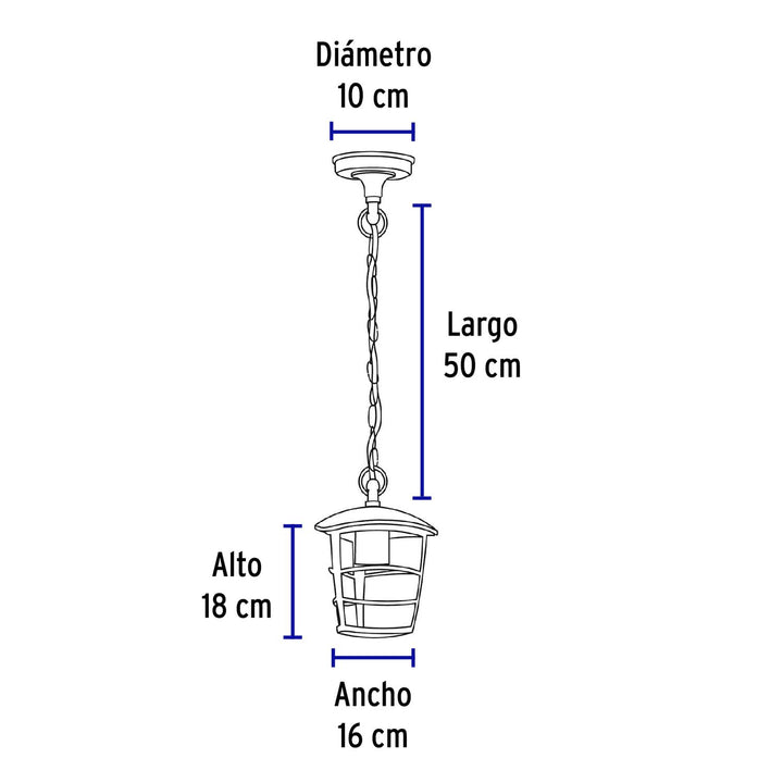 Arbotante Farol Colgante Lámpara No Incluida Volteck - Mundo Tool 