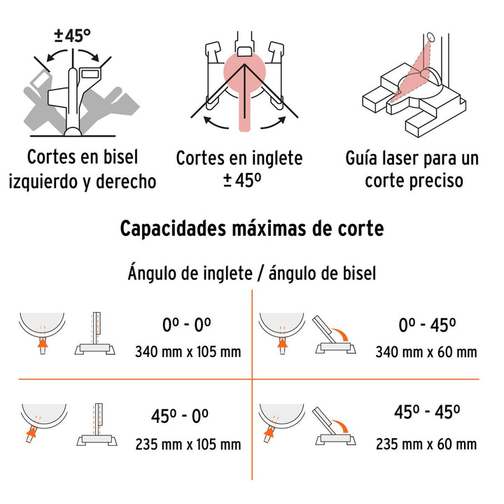 Sierra de inglete 12', 2000 W telescópica compuesta, Truper - Mundo Tool 