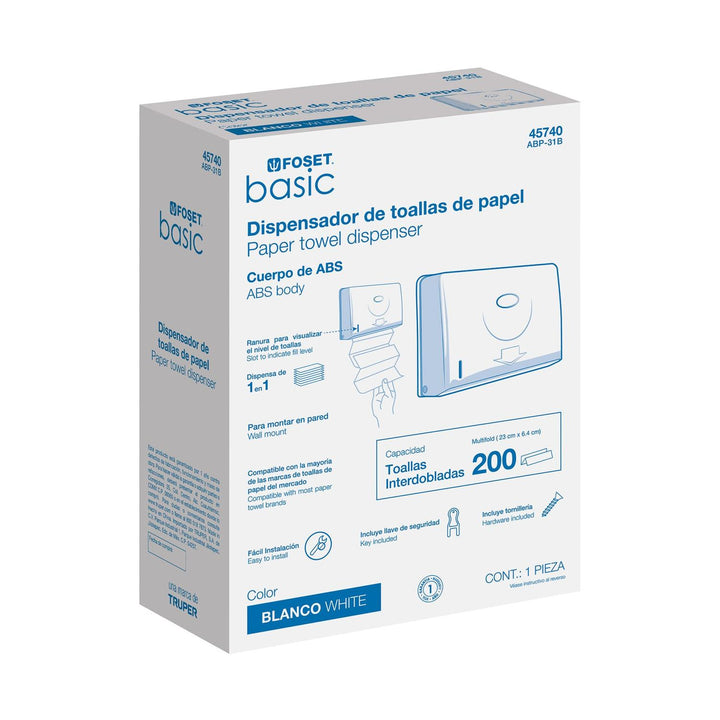 Dispensador junior p/toallas de papel, blanco, Foset Basic - Mundo Tool 