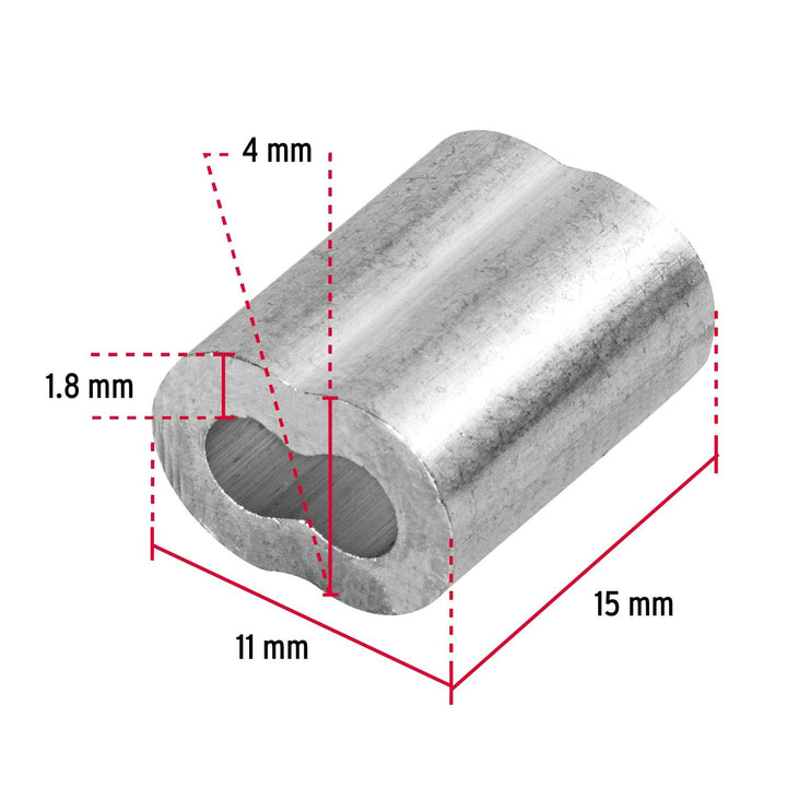 Bolsa con 50 casquillos dobles de aluminio, 1/8", Fiero - Mundo Tool 